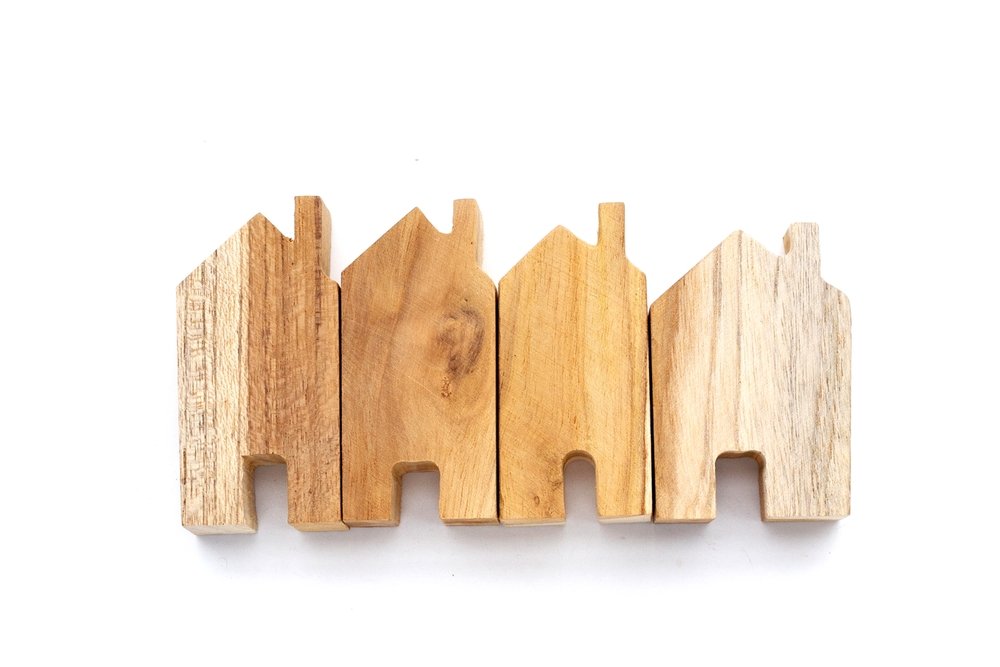 miniature,wooden,house,on,white,background.